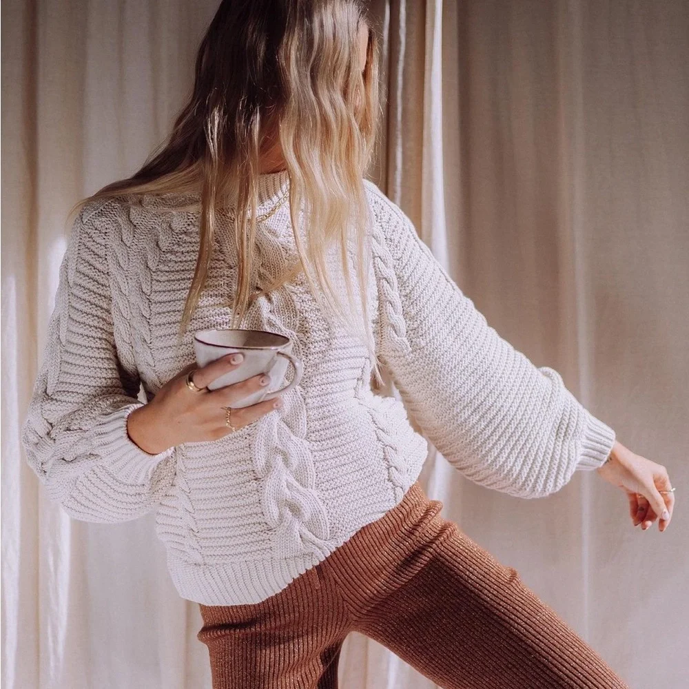 🛑 SOLD 🛑 Spell Brunch Cable Knit Jumper in Sand 🫶 - Picture 3 of 16